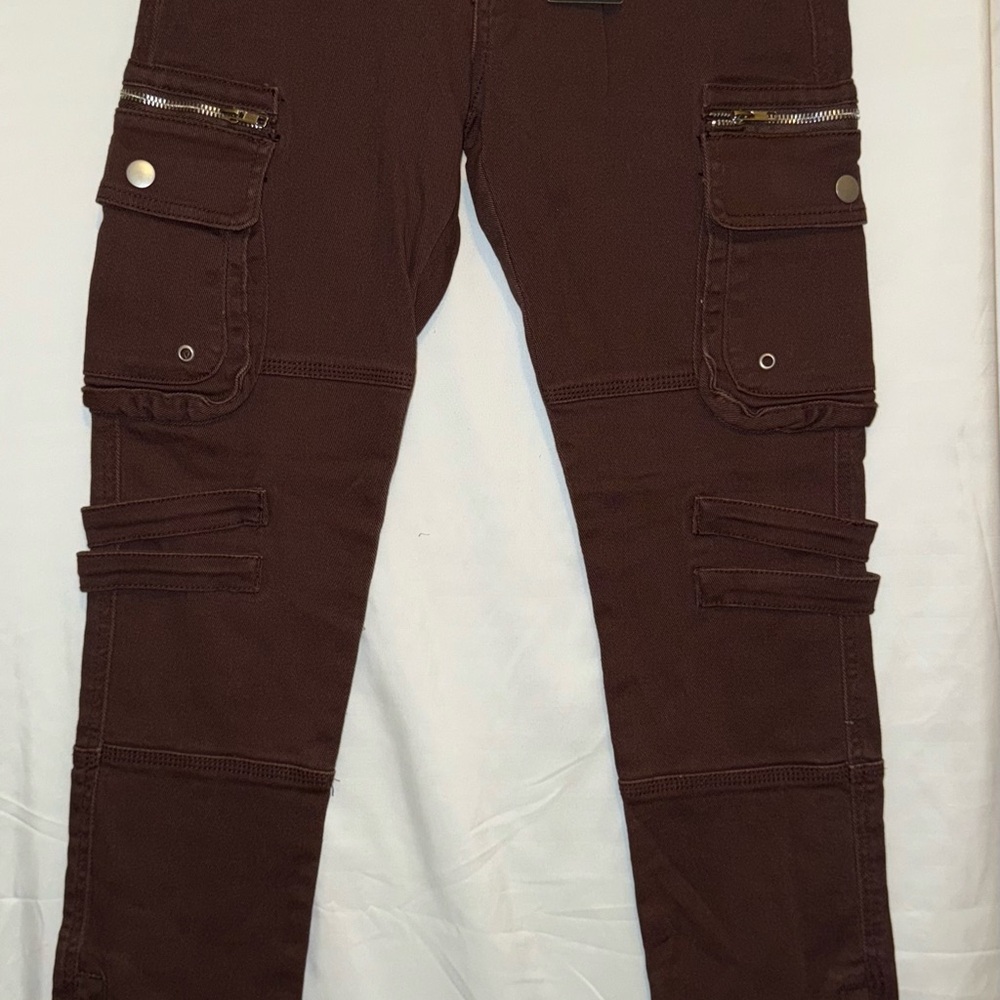 Forever 21 Brown Slim Jeans with Distressed Details